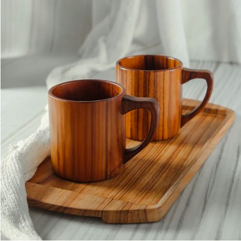 Teak Wood Coffee Mug Round - Sustainable Teak Wood Products & Stationery corporate gift
