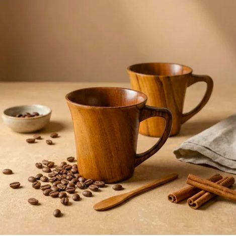 Teak Wood Coffee Mug V-shape - Sustainable Teak Wood Products & Stationery corporate gift