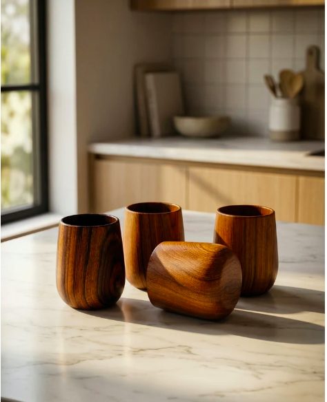 Teak Wood Tumbler Cups - Sustainable Teak Wood Products & Stationery corporate gift