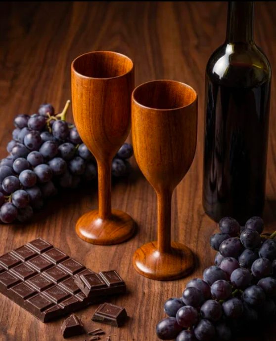 Small Teak Wood Wine Glass 60ml - Sustainable Teak Wood Products & Stationery corporate gift