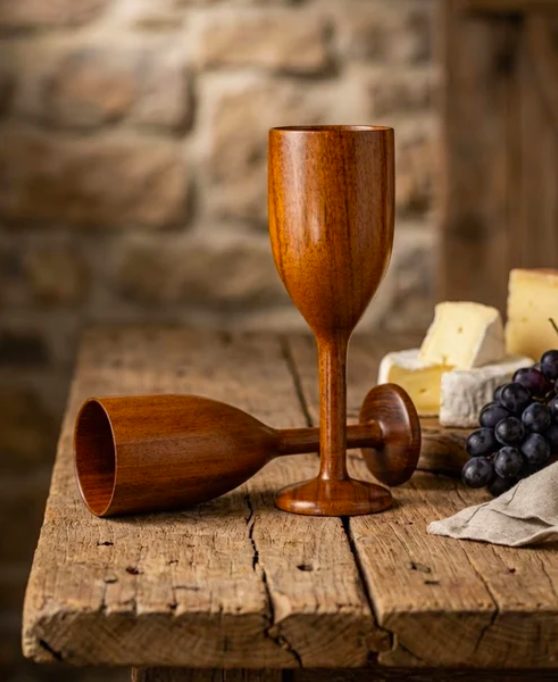 Teak Wood Wine Glass 150ml - Sustainable Teak Wood Products & Stationery corporate gift