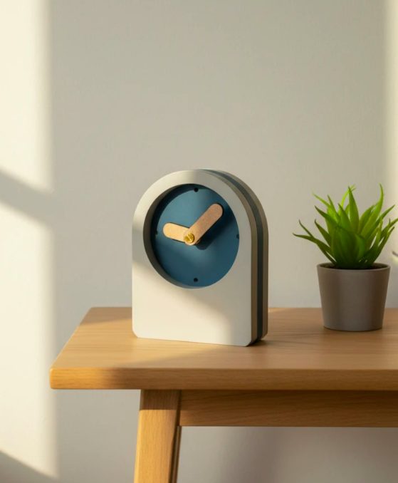 Table Clock Blue - Sustainable Teak Wood Products & Stationery corporate gift