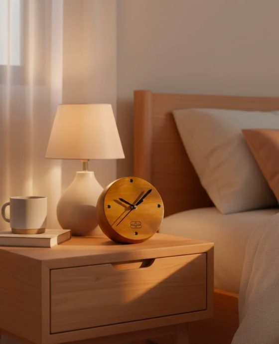 Mini Round Table Clock - Sustainable Teak Wood Products & Stationery corporate gift