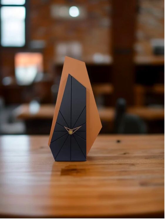 Black Abstract Table Clock - Sustainable Teak Wood Products & Stationery corporate gift