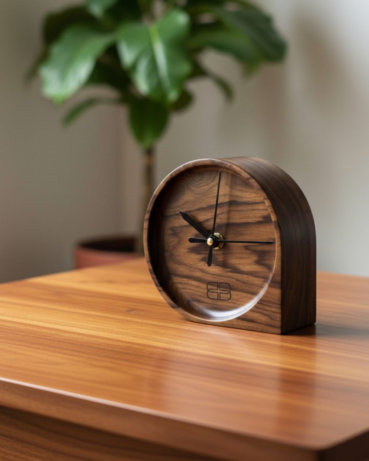 Natural Wooden Mini Desk Clock - Sustainable Teak Wood Products & Stationery corporate gift